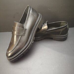 Floyd Men's Size 41 (approximate size 8 US) Black Faux Leather Chunky Loafers